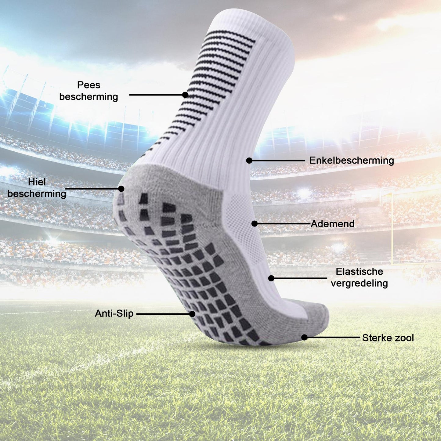 THR Gripsokken Voetbal Unisex  - Wit - One Size(39-47) - voor alle teamsporten!